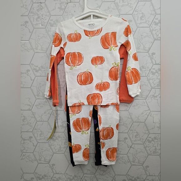 NWT Baby Girl Halloween Pajama Set 4 piece Pumpkin Ghost SPOOKY SWEET - Picture 4 of 9